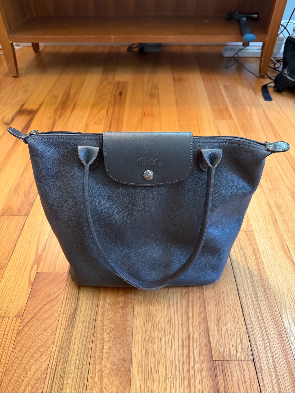 Small Longchamp Purse in Dark Gray
